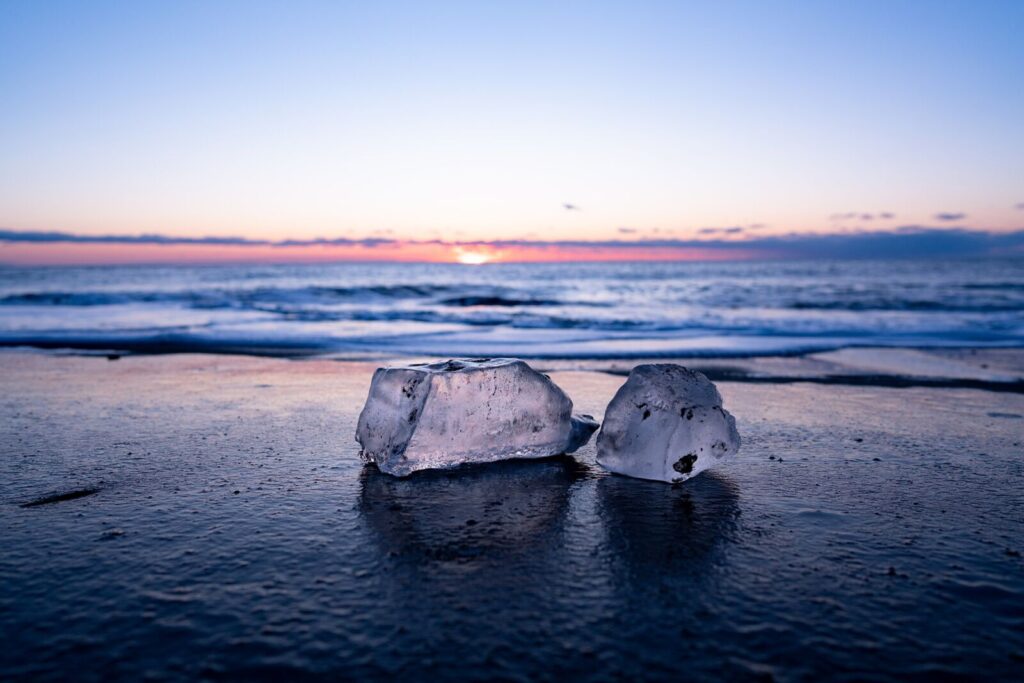 ice glass on beach in hokkaido