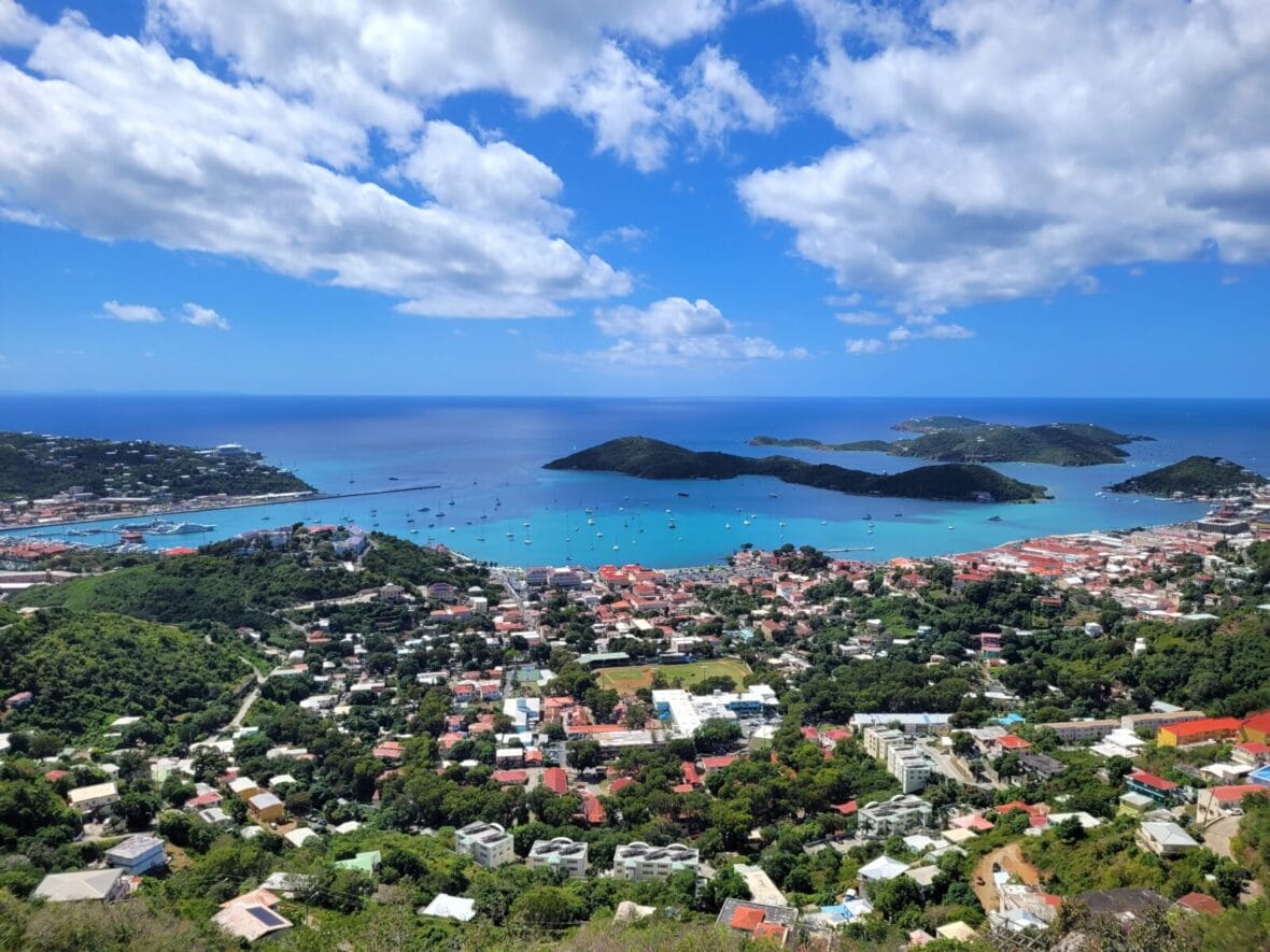 View of Charlotte Amalie from the island of St Thomas