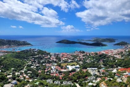 View of Charlotte Amalie from the island of St Thomas